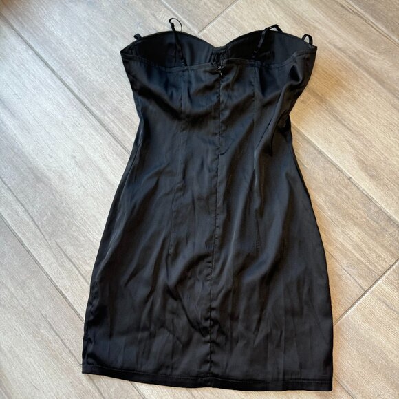 Superdown Black Satin Ruched Mini Dress XXS - Picture 6 of 9